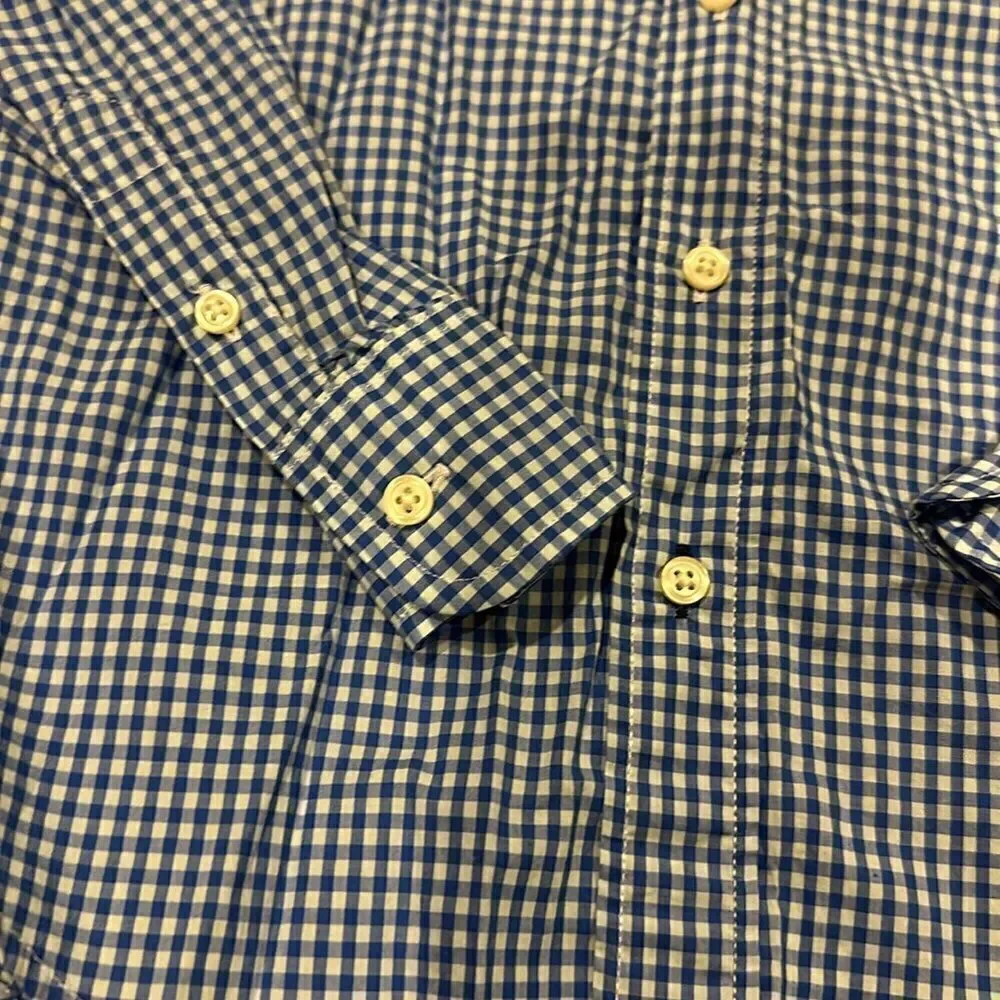 Crewcuts Boys Blue & White Gingham Light Weight Button Down Shirt